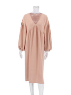 Miss | Jurk Dames Midi V-hals Pofmouwen - Viscose - Miss Madera MIS-L9ZZK9