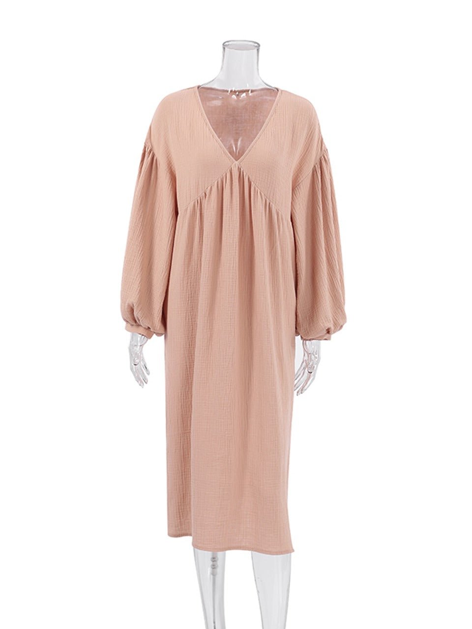 Miss | Jurk Dames Midi V-hals Pofmouwen - Viscose - Miss Madera MIS-L9ZZK9