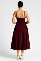 Miss | Jurk Dames Midi Vierkante Halslijn - Viscose - Miss Madera MIS-I7TMAW