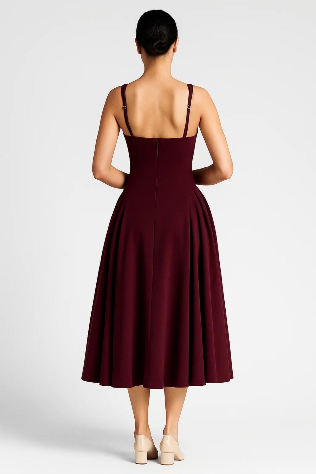 Miss | Jurk Dames Midi Vierkante Halslijn - Viscose - Miss Madera MIS-I7TMAW