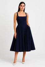 Miss | Jurk Dames Midi Vierkante Halslijn - Viscose - Miss Madera MIS-M5SIEW