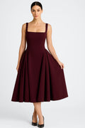 Miss | Jurk Dames Midi Vierkante Halslijn - Viscose - Miss Madera MIS-I7TMAW