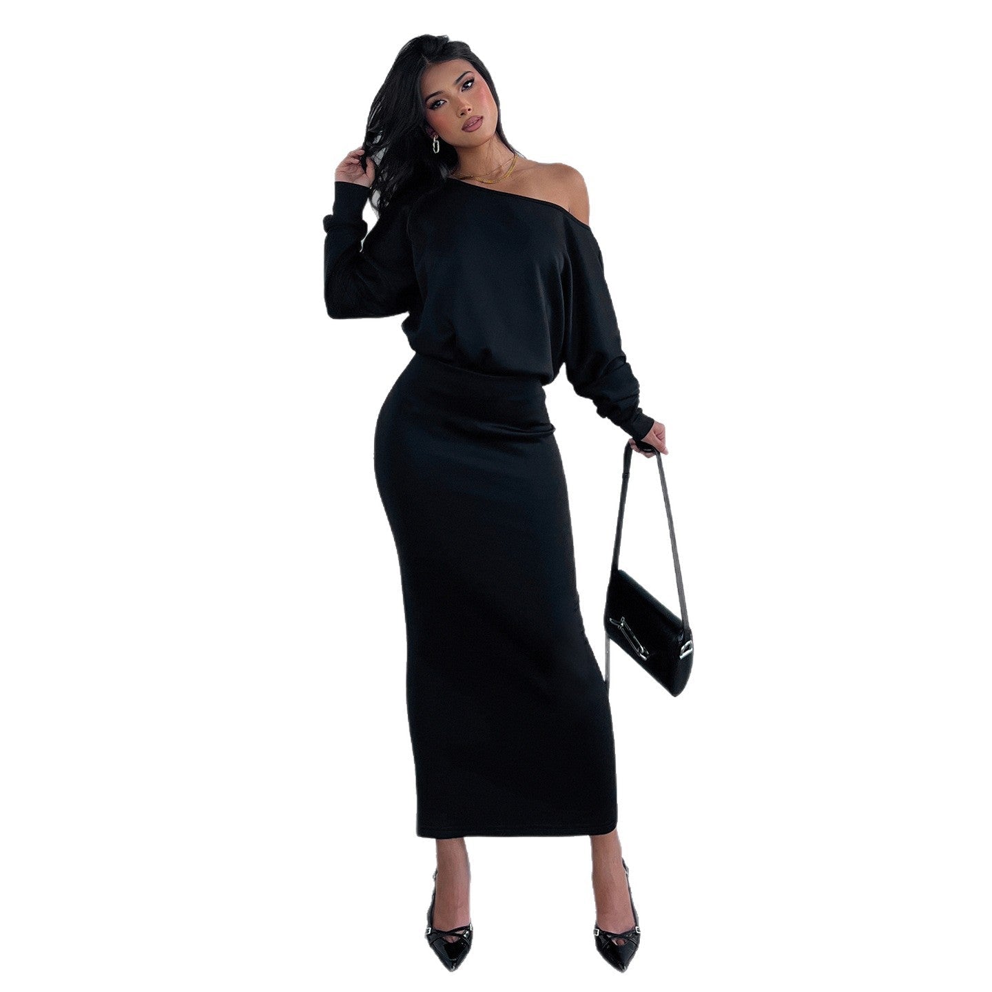 Miss | Jurk Dames Midi Vleermuismouw Getailleerd - Jersey - Miss Madera MIS-92JKKB