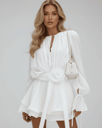 Miss | Jurk Dames Mini 3D Roos Riem - Chiffon - Miss Madera MIS-FG6UDU