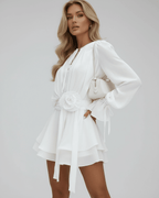 Miss | Jurk Dames Mini 3D Roos Riem - Chiffon - Miss Madera MIS-FG6UDU
