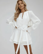 Miss | Jurk Dames Mini 3D Roos Riem - Chiffon - Miss Madera MIS-FG6UDU
