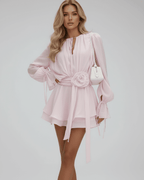 Miss | Jurk Dames Mini 3D Roos Riem - Chiffon - Miss Madera MIS-FVLUAJ