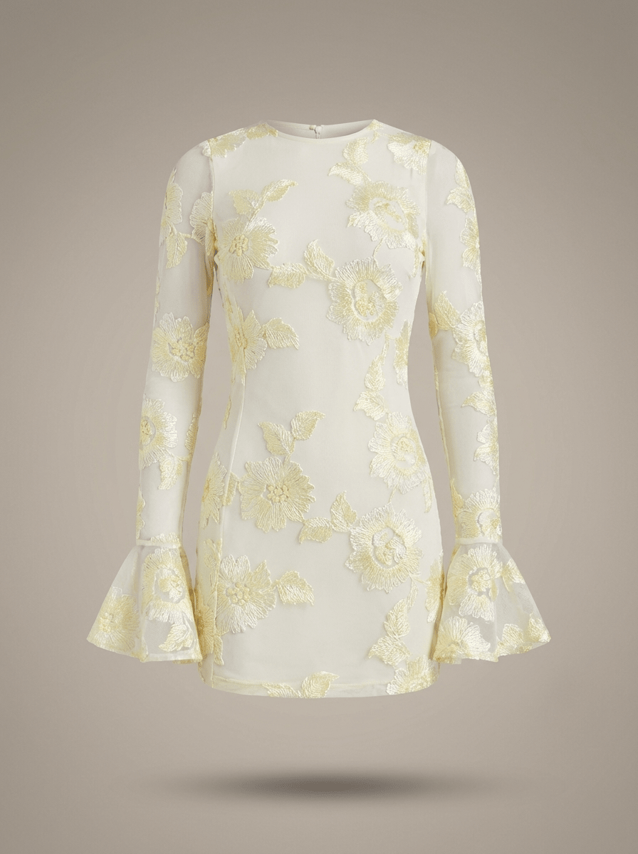 Miss | Jurk Dames Mini Bloemenprint Flare Mouwen - Polyester - Miss Madera MIS-BIL9EG