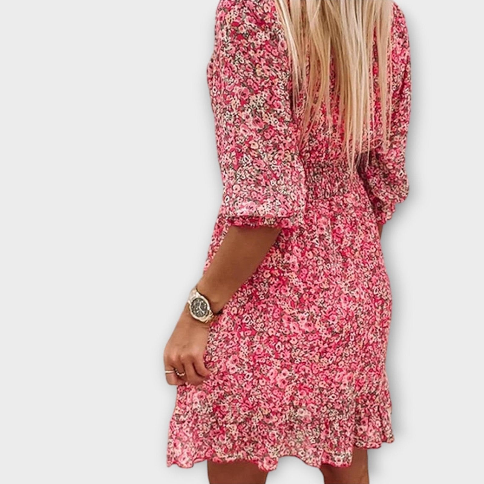 Miss | Jurk Dames Mini Bloemenprint V-hals - Viscose - Miss Madera MIS-E4I2G0