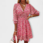 Miss | Jurk Dames Mini Bloemenprint V-hals - Viscose - Miss Madera MIS-E4I2G0
