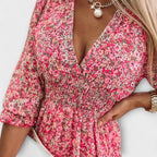 Miss | Jurk Dames Mini Bloemenprint V-hals - Viscose - Miss Madera MIS-E4I2G0