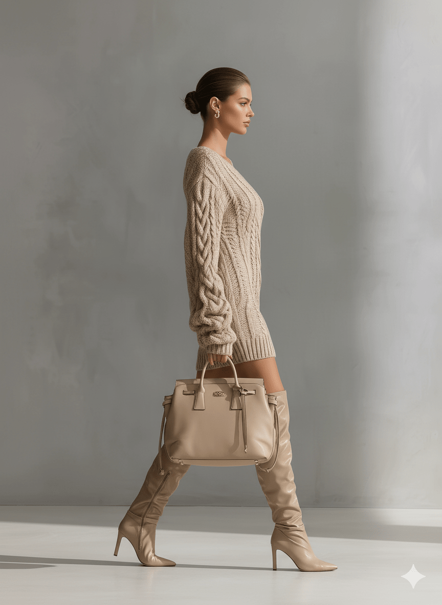 Miss | Jurk Dames Mini Casual - Kabelgebreid - Miss Madera MIS-0C6F6A