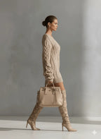 Miss | Jurk Dames Mini Casual - Kabelgebreid - Miss Madera MIS-0C6F6A