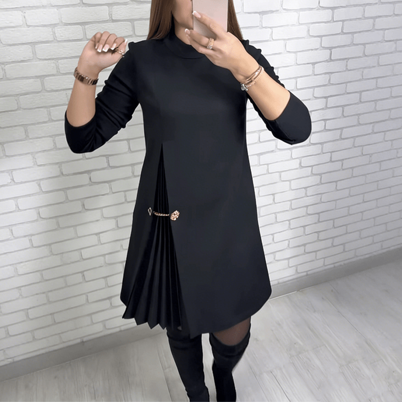 Miss | Jurk Dames Mini Cocktail Col Plooidetail - Miss Madera MIS-6PXRCO