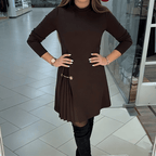 Miss | Jurk Dames Mini Cocktail Col Plooidetail - Miss Madera MIS-6PXRCO