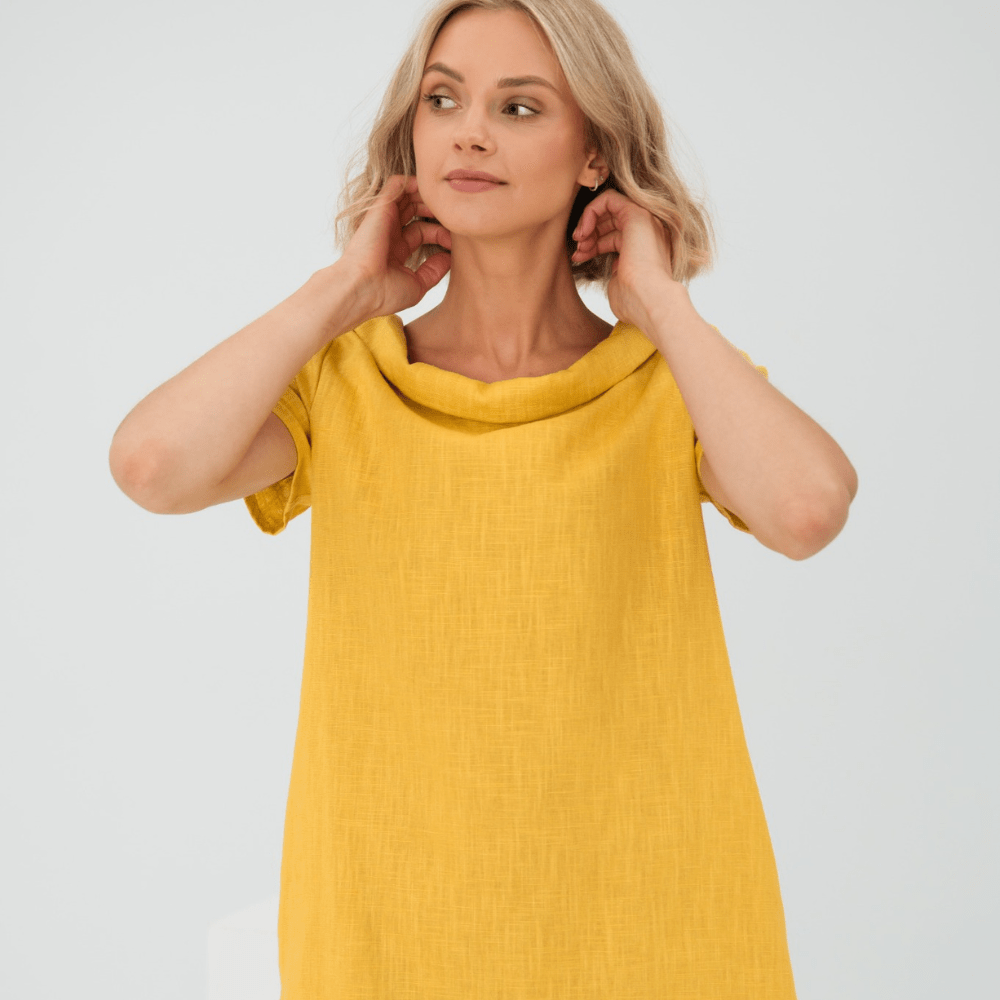 Miss | Jurk Dames Mini Korte Mouwen met Zakken - Lichtgewicht Stof - Miss Madera MIS-MAW92Z