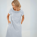 Miss | Jurk Dames Mini Korte Mouwen met Zakken - Lichtgewicht Stof - Miss Madera MIS-L6KO5C