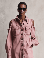 Miss | Jurk Dames Mini Off-Shoulder Lange Mouw - Denim - Miss Madera MIS-V32TQ2