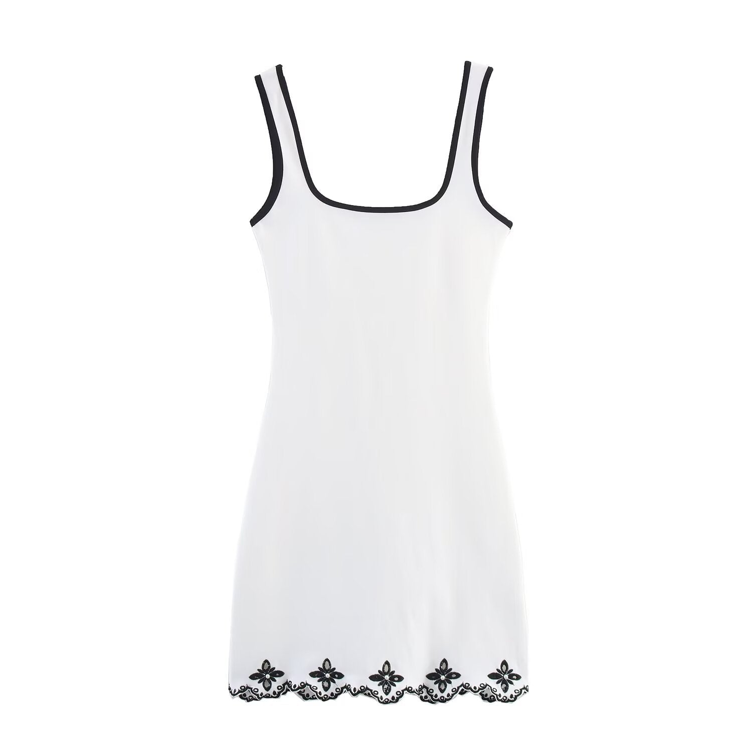Miss | Jurk Dames Mini Scoop-hals Geborduurde Zoom - Katoen - Miss Madera MIS-FUM3A9