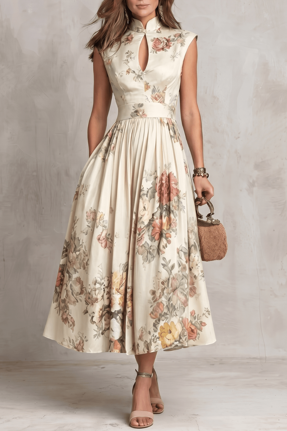 Miss | Jurk Dames Mouwloos Bloemen Midi - Polyester - Miss Madera MIS-MVZWVM