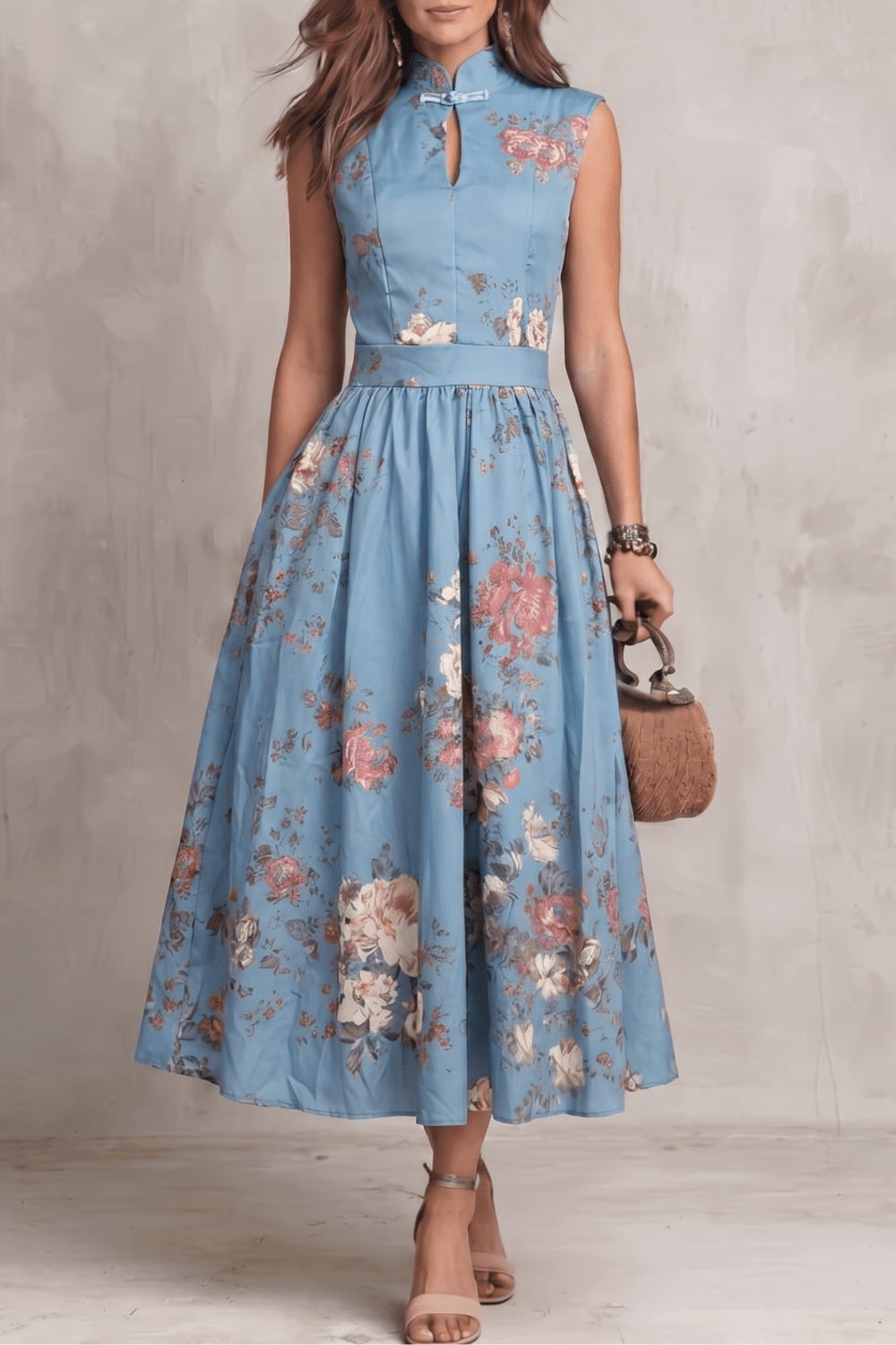 Miss | Jurk Dames Mouwloos Bloemen Midi - Polyester - Miss Madera MIS-BIULUJ