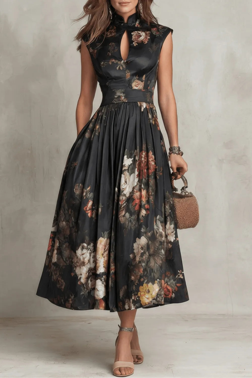 Miss | Jurk Dames Mouwloos Bloemen Midi - Polyester - Miss Madera MIS-9UK6O5