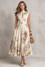 Miss | Jurk Dames Mouwloos Bloemen Midi - Polyester - Miss Madera MIS-MVZWVM