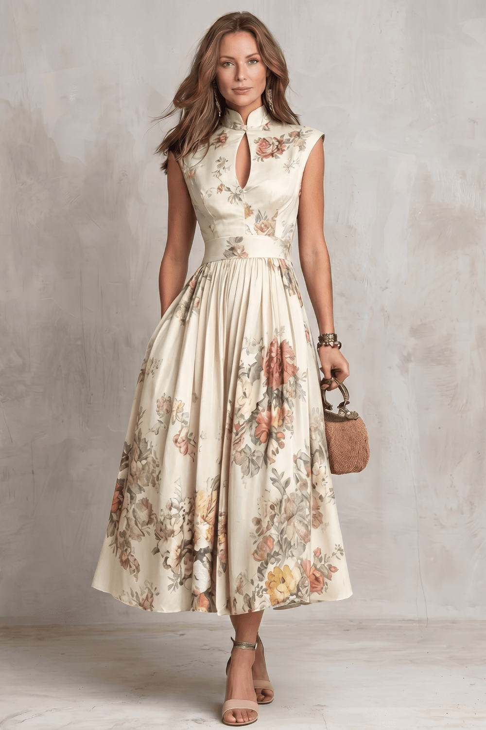Miss | Jurk Dames Mouwloos Bloemen Midi - Polyester - Miss Madera MIS-MVZWVM