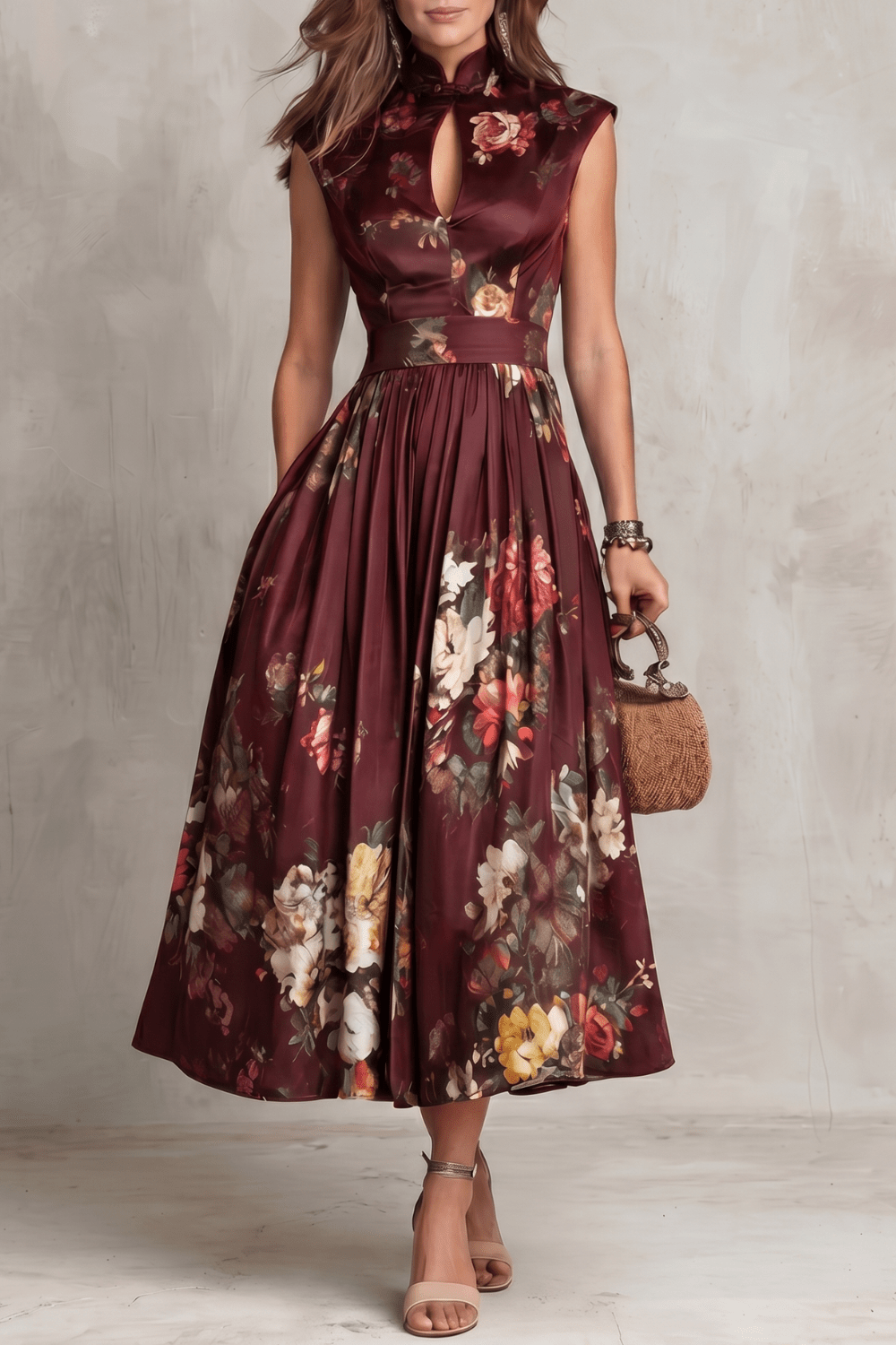 Miss | Jurk Dames Mouwloos Bloemen Midi - Polyester - Miss Madera MIS-6VVUIN