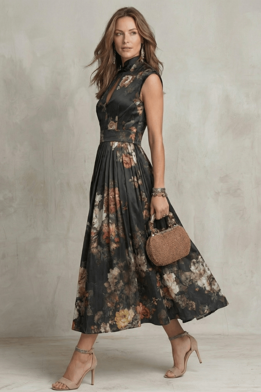 Miss | Jurk Dames Mouwloos Bloemen Midi - Polyester - Miss Madera MIS-9UK6O5