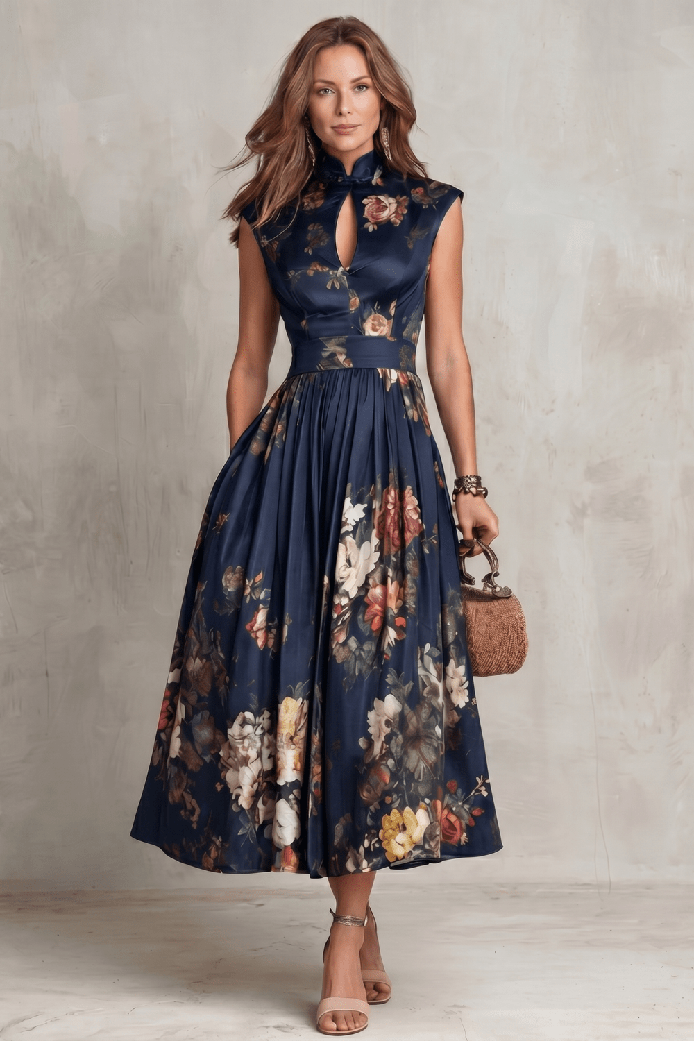 Miss | Jurk Dames Mouwloos Bloemen Midi - Polyester - Miss Madera MIS-8GZTSV