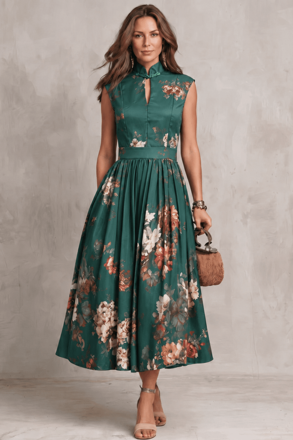 Miss | Jurk Dames Mouwloos Bloemen Midi - Polyester - Miss Madera MIS-MIJSP4