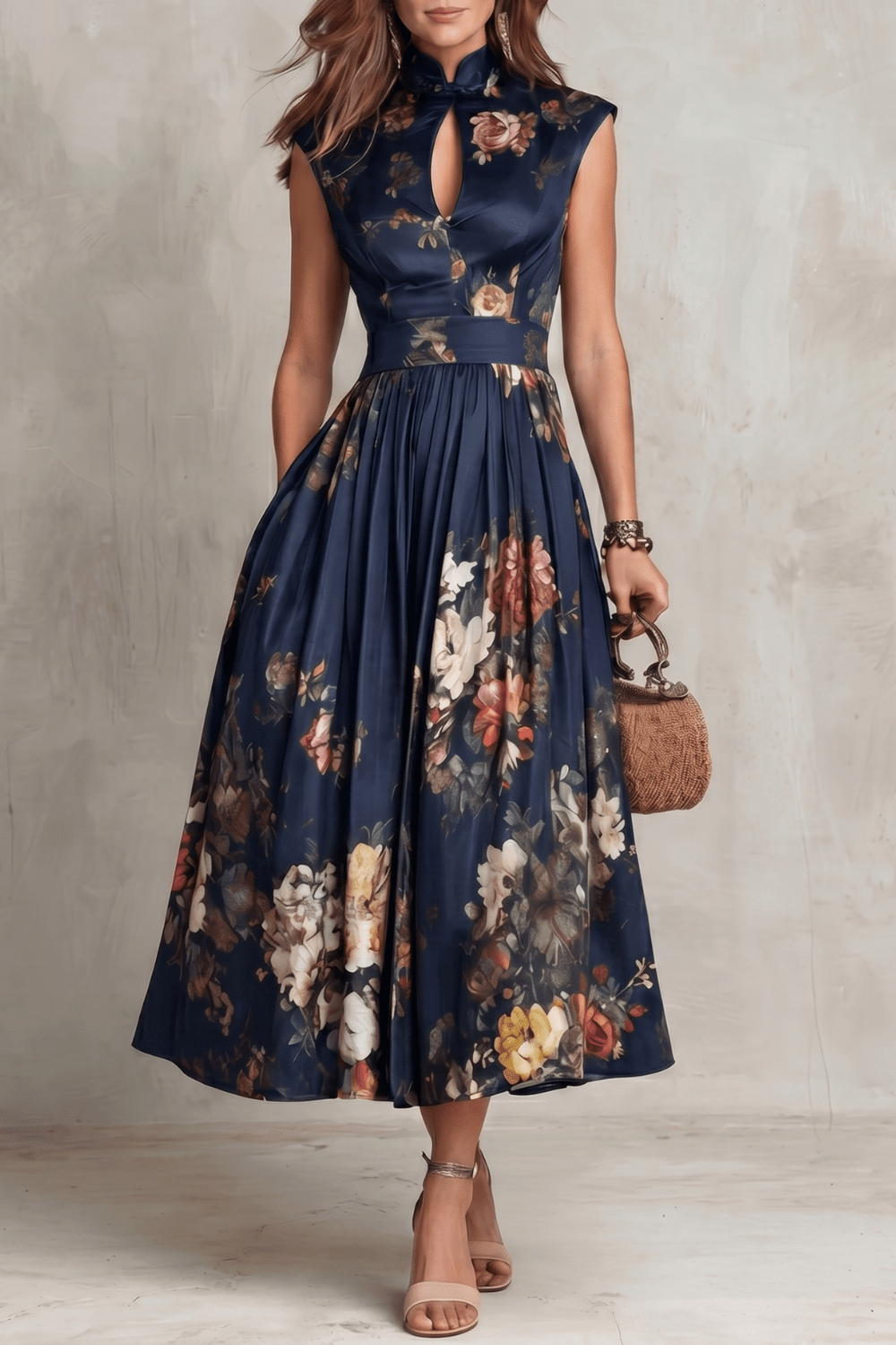 Miss | Jurk Dames Mouwloos Bloemen Midi - Polyester - Miss Madera MIS-8GZTSV