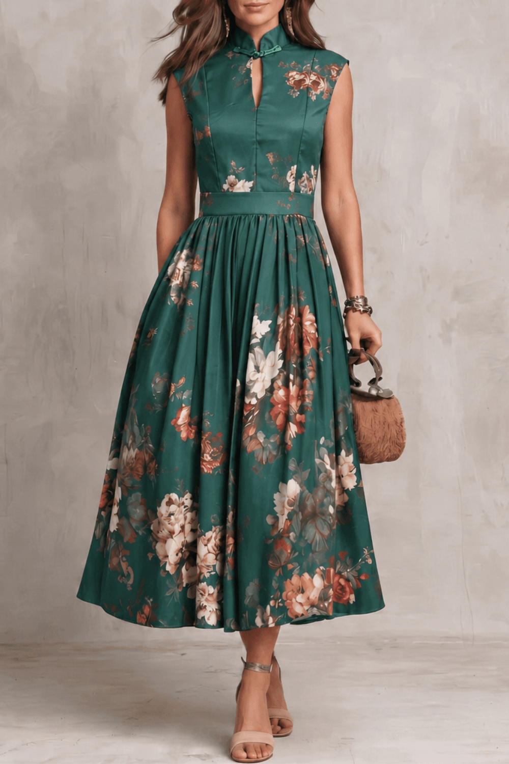 Miss | Jurk Dames Mouwloos Bloemen Midi - Polyester - Miss Madera MIS-MIJSP4