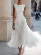 Miss | Jurk Dames Mouwloos Cowl-hals Geplisseerde Midi - Polyester - Miss Madera MIS-T3GM3S