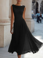 Miss | Jurk Dames Mouwloos Cowl-hals Geplisseerde Midi - Polyester - Miss Madera MIS-YWKOED