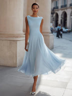 Miss | Jurk Dames Mouwloos Cowl-hals Geplisseerde Midi - Polyester - Miss Madera MIS-KQPQ13