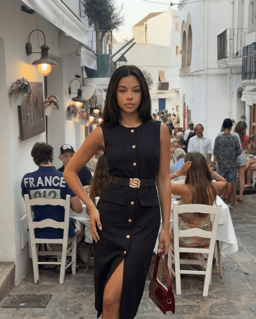 Miss | Jurk Dames Mouwloos Midi Knoopsluiting Ceintuur - Miss Madera MIS-NLKOZM