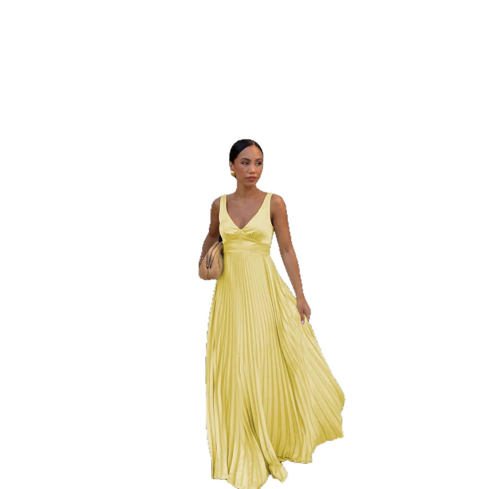 Miss | Jurk Dames Mouwloos V-hals Geplooide Maxi - Polyester - Miss Madera MIS-H53O72