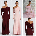 Miss | Jurk Dames Off-Shoulder Maxi Lange Mouw - Chiffon - Miss Madera MIS-7AEBIN