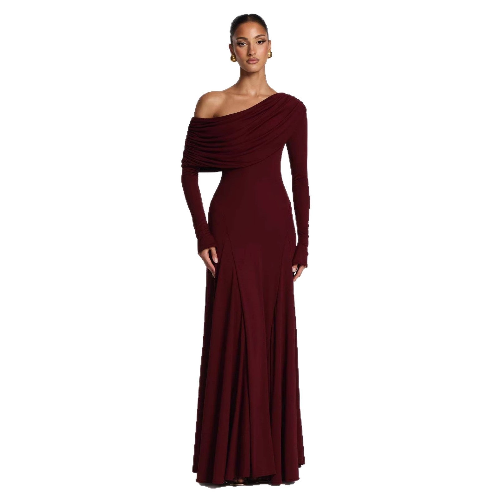 Miss | Jurk Dames Off-Shoulder Maxi Lange Mouw - Chiffon - Miss Madera MIS-7AEBIN
