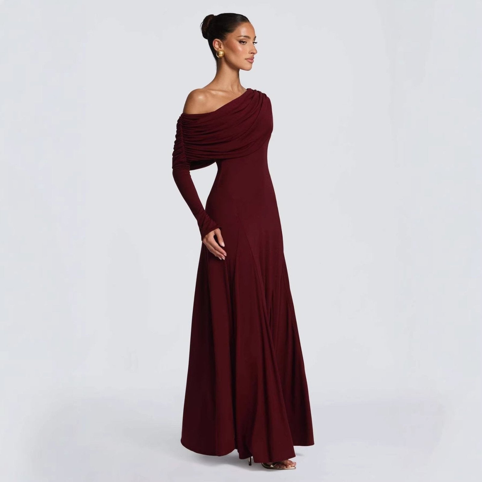 Miss | Jurk Dames Off-Shoulder Maxi Lange Mouw - Chiffon - Miss Madera MIS-7AEBIN