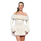 Miss | Jurk Dames Off-Shoulder Mini Lange Mouw Kunstbont - Jersey - Miss Madera MIS-NV0N3Z