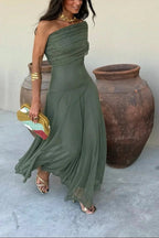 Miss | Jurk Dames One-Shoulder Geplisseerde Maxi Formeel - Miss Madera MIS-JXQRZH