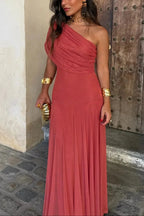 Miss | Jurk Dames One-Shoulder Geplisseerde Maxi Formeel - Miss Madera MIS-GU0K8F
