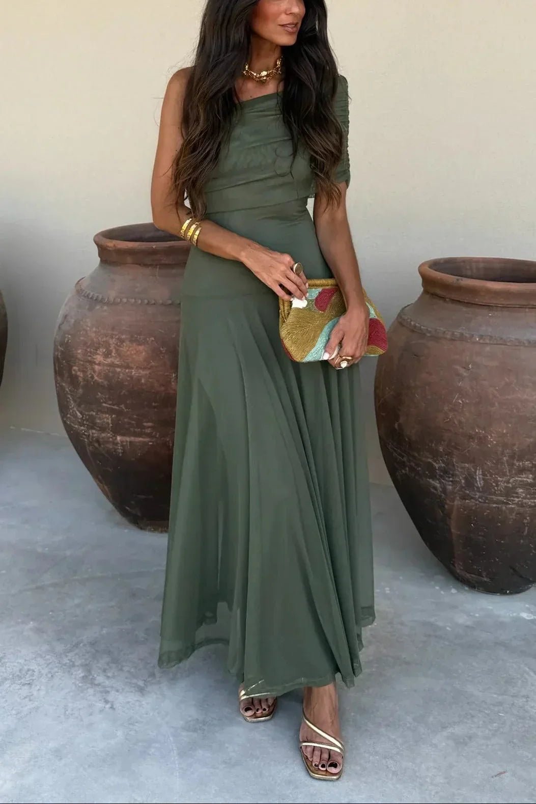 Miss | Jurk Dames One-Shoulder Geplisseerde Maxi Formeel - Miss Madera MIS-JXQRZH