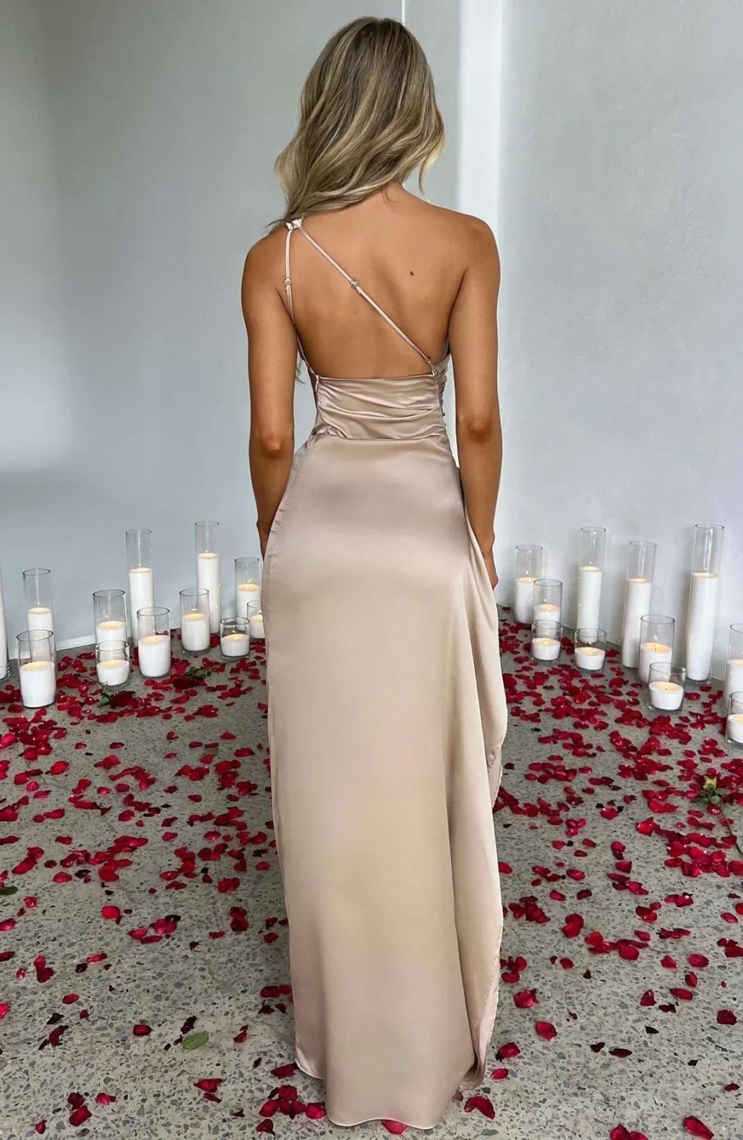 Miss | Jurk Dames One-Shoulder Maxi Avond - Satijn - Miss Madera MIS-NC3CD5