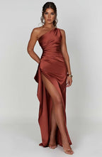 Miss | Jurk Dames One-Shoulder Maxi Avond - Satijn - Miss Madera MIS-4EKY2G