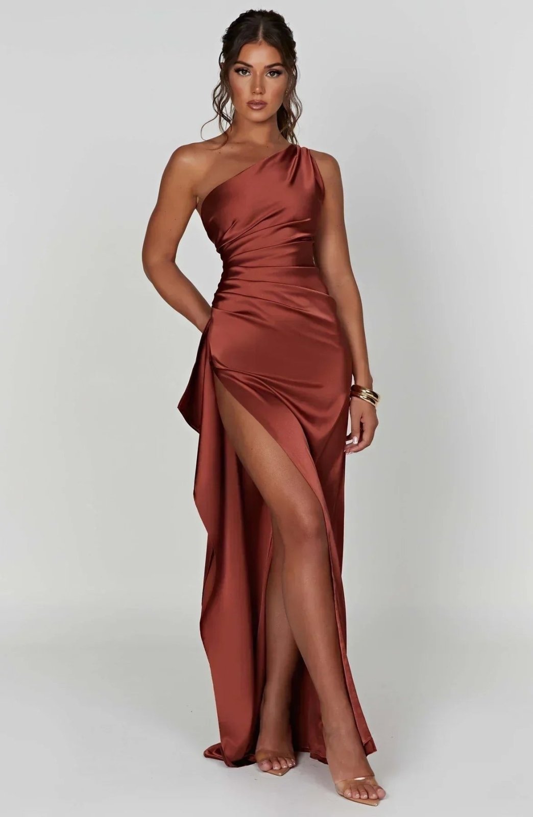 Miss | Jurk Dames One-Shoulder Maxi Avond - Satijn - Miss Madera MIS-4EKY2G