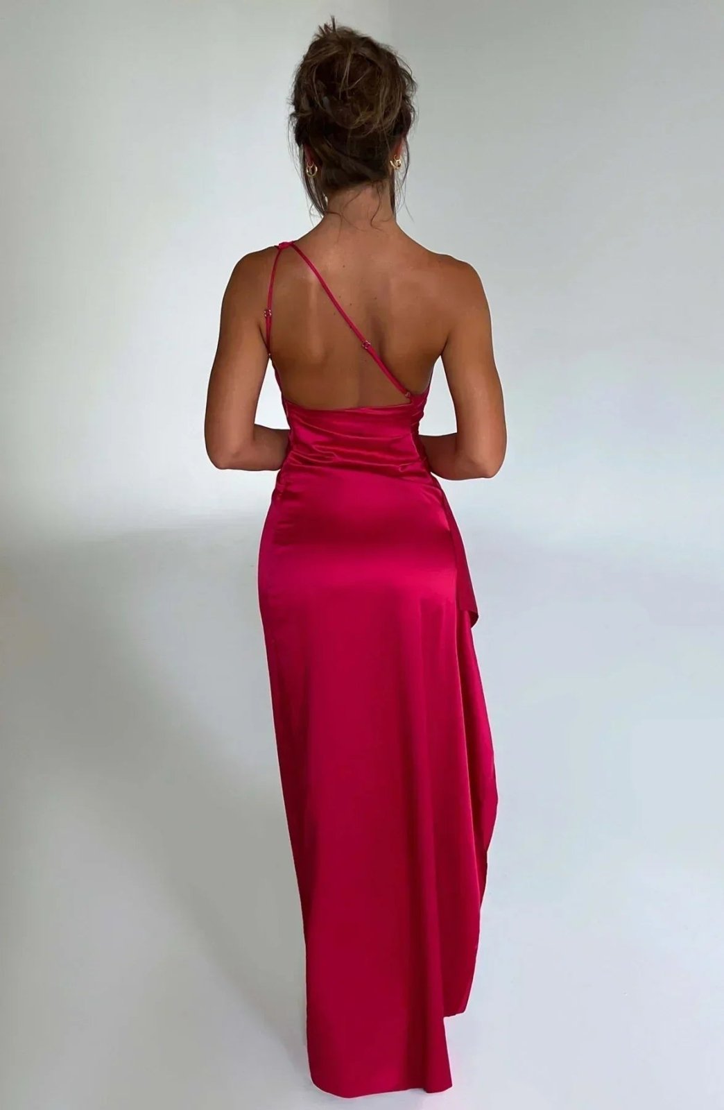Miss | Jurk Dames One-Shoulder Maxi Avond - Satijn - Miss Madera MIS-209D4C